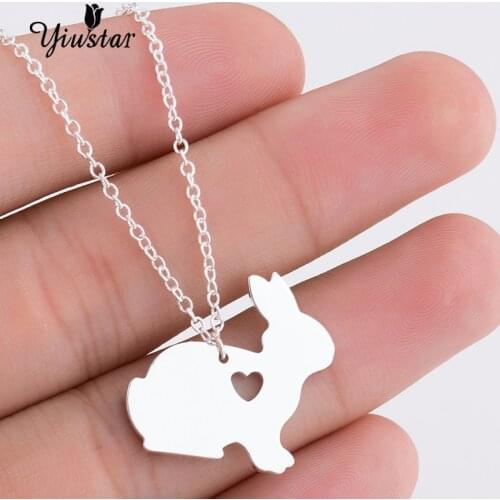 Yiustar Mini Sweet Cute Hollow Charm Love-Rabbit Pendant Necklaces Graceful Charming Necklace For Women Girls Kids Party Gifts