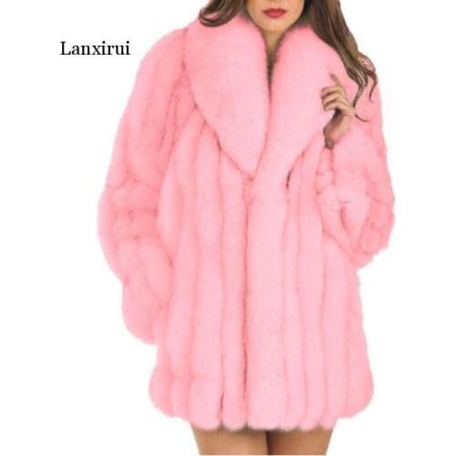 Fashion Women Winter Faux Fur Coat Jacket Faux Fox Fur Coat Long Artifical Fur Coats Overcoat Women Furs Coat Jacket