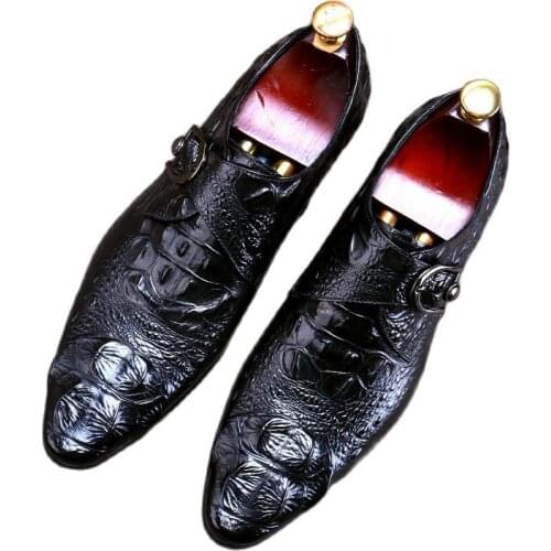 27101-1 Winter Handmade Crocodile Leather Shoes New Mens British Genuine Leather Business Large Size Shoes Formal Mens Shoes