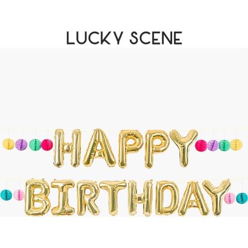 Happy Birthday Balloon Set Aluminum Foil Letter Balloon Honeycomb Wedding Party Supplies S00197