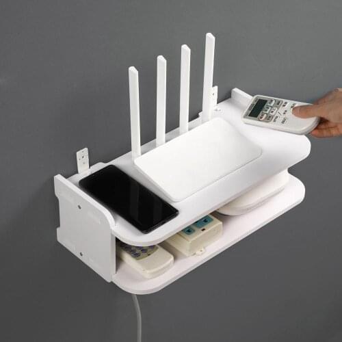 Free Punch Router Rack Wall-Mounted TV Top Box Storage Rack Wireless WiFi Shelf Home Office Wall Organizer