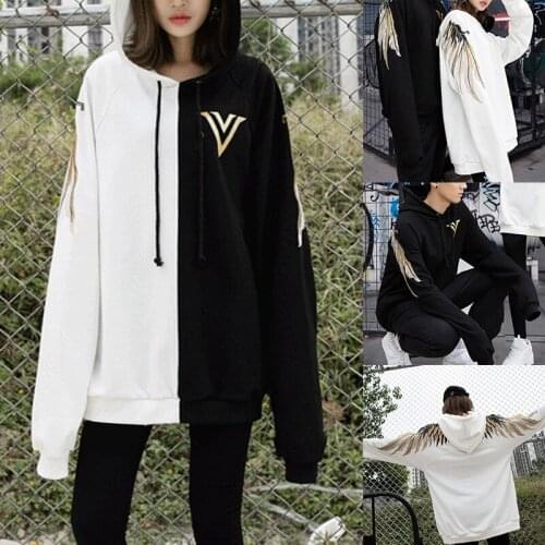 Newly Couple Gradient Color Sweatshirt Hip-hop Loose Hooded Sweatshirt Casual Pullover Hoodie for Men Women DOD886