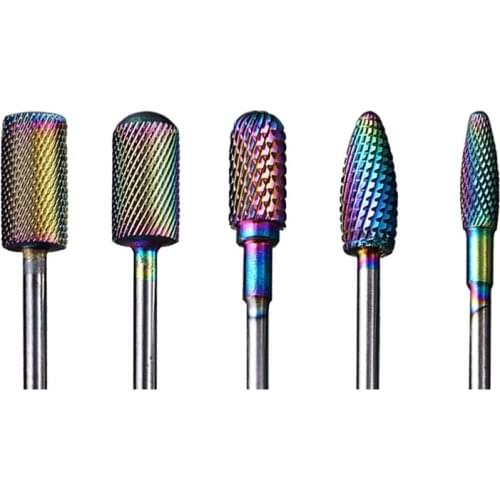 New Arrival Rainbow Blue Tungsten Steel Nail Burrs Manicure Nail Art Drill Bits Electric Drill Accessories Grinding Head