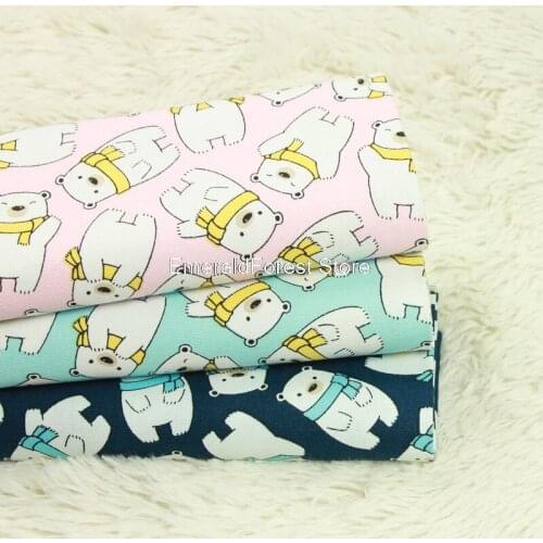 Thick cotton cloth cute animal bib bear print cloth handmade DIY mouth gold bag fabric clothing cotton 90cmx110cm