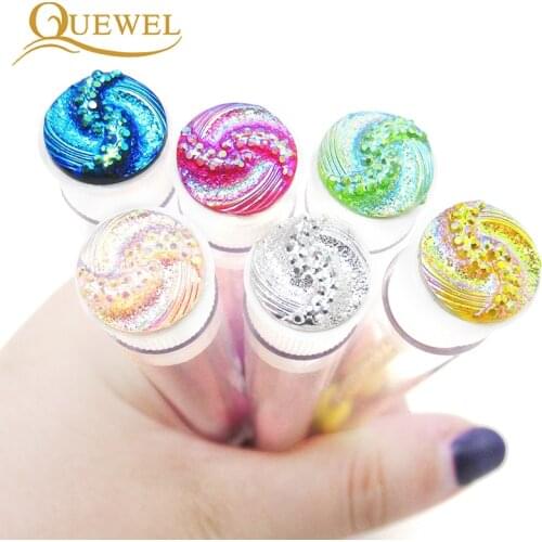 Quewel 6 Pcs Reusable Eyelash Brush Separate Tube Design Crystals Eyebrow Brushes Eyelashes Extension Applicator Sparkling Tool