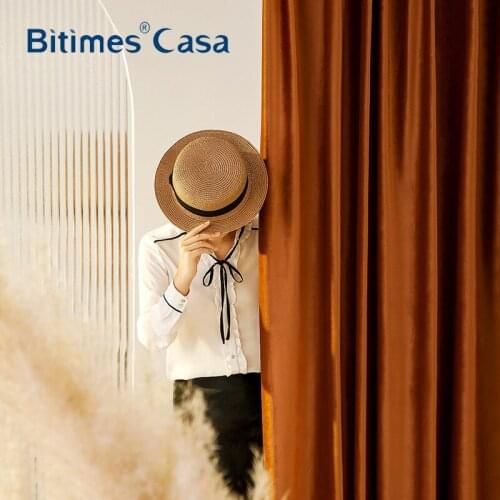 High Weight Luxury Velvet Blackout Windows Curtain Drape For Living Room Bedroom Caramel Color Series Interior Home Decoration