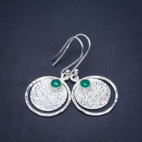 Natural Chrysoprase Handmade Unique 925 Sterling Silver Earrings 1.5" B2773