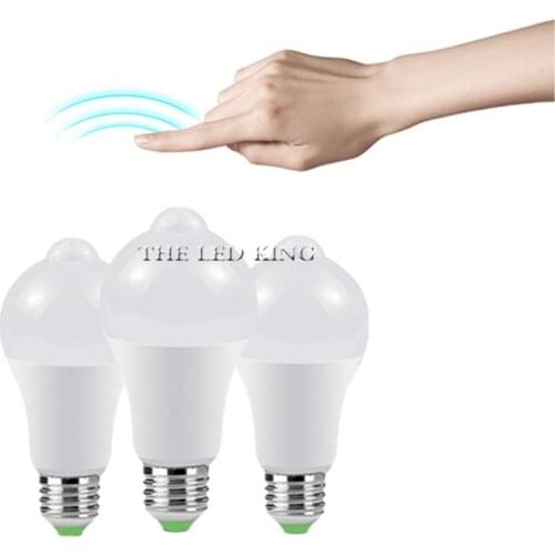 LED PIR Motion Sensor led Buld E27 PLUG 220v 110v 5w 7w 9w 12w White Auto Smart PIR Infrared Body Sound + Light White Lampada