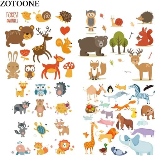 ZOTOONE Cute Animal Patch Set Iron On Vinyl Patches Gift for Kids Clothes Cute Design DIY Decoration Stickers Heat Transfers E