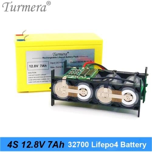 Turmera 32700 Lifepo4 Battery Pack 4S1P 12.8V 7Ah with 4S 40A Balancing BMS for Electric Boat and Uninterrupted Power Supply 12V