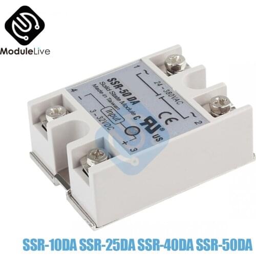 Solid State Relay SSR-10DA SSR-25DA SSR-50DA SSR-40DA 10A 25A 40A 50A 3-32V DC TO 24-380V AC SSR 10DA 25DA 40DA 50DA Relay