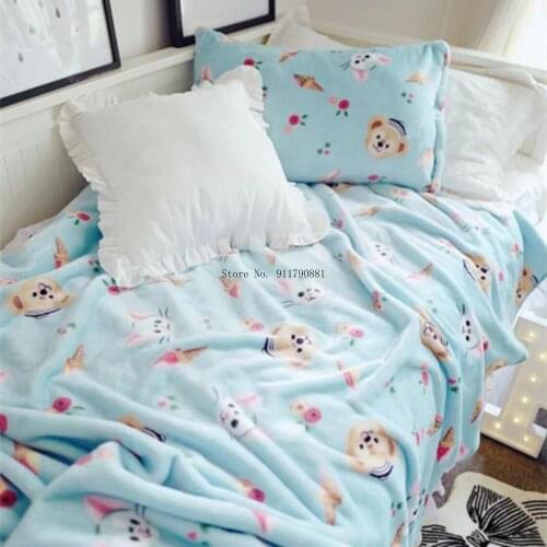 Cute Blue Duffy Bear Comfort Soft Cartoon Blanket Disney Cartoon Coral Wool Super Soft Adult Kids Boys Girls Sofa Bedding