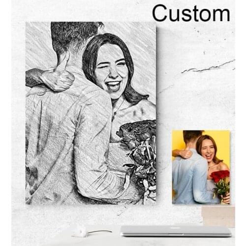 Custom Personalized Charcoal Pencil Canvas Painting 50x70cmPicture Special Gift Birthday Darling Decor Tablo Valentine Mother