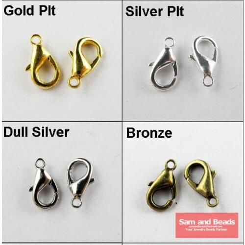 Free Shipping 50Pcs/pack Lobster Parrot Clasp Gold Silver Bronze Nickel Plated 6x10mm For Jewelry Making Craft DIY
