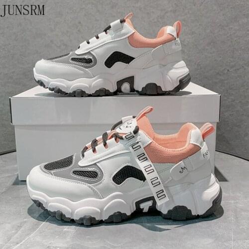 Fashion Spring Reflective Platform Sneakers Women Shoes Korean Lace Up Chunky Sneakers Mixed Color Womens Vulcanize Shoes 2021