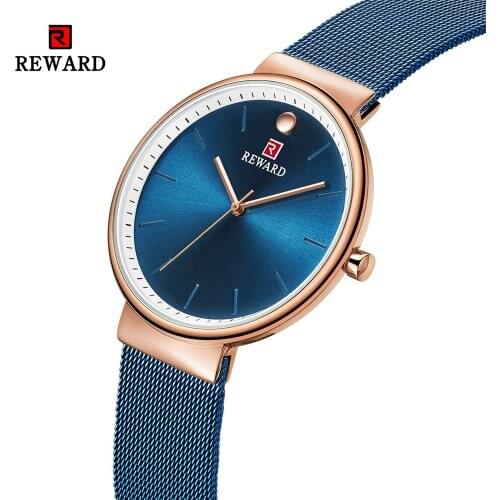 Fashion Quartz Watches For Women Luxury Brand REWARD Stainless Steel Mesh Band Creative Wrist Watch Female Casual reloj mujer