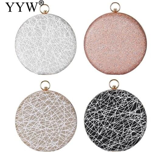 Women Crossbody Party Shoulder Bags Wedding Evening Clutch Round Purses Handbags Clutch Rose Gold Gillter Handbag Bolso Mujer