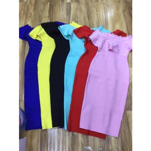 6 Color Celebrity Strapless Slash Neck Midi Elegant Vestido Rayon Womens Bandage Dress Night Club Party Dress