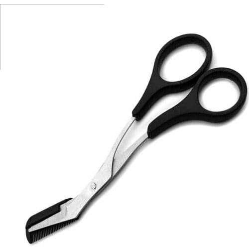 1PC Stainless Steel Eyebrow Trimmer Grooming Eyelash Thinning Shears Comb Face Hair Scissor Clip Cosmetic Makeup Tool J0025