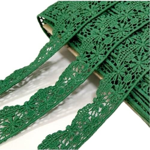 1Yard Best Selling Latest Guipure Green Lace Fabric 3.8cn Lace Ribbon Cotton Applique Lace Fabric Wedding Dress Sewing Trim LA53