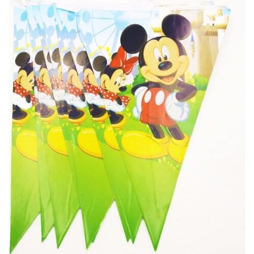 10pcs/set Mickey mouse Banner Pennant And Flag Cartoon Theme Party For Kids/Girls Happy Birthday Decoration Theme Party Supplies