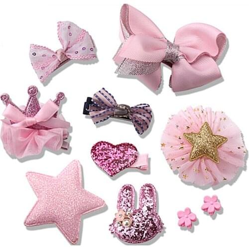 10 Pcs/set Pet Accessories Dog Headdress Rabbit Ears Ribbon Bow Hair Clip Hairpins Crown Headdress Headwear Set