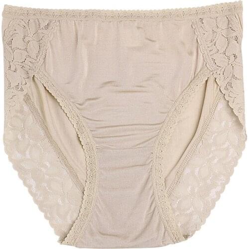 100% Silk Lady Underwear Comfortable Breathable Waist Lace Sexy Silk Triangles