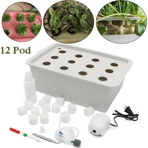 12 Holes Plant Site Hydroponic Garden Pots Planters System Indoor Garden Cabinet Box Grow Kit Bubble Nursery Pots