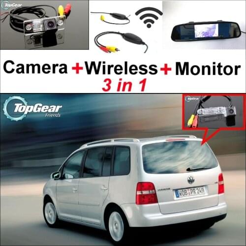 3 in1 Special Wifi Camera + Wireless Receiver + Mirror Monitor Easy DIY Parking System For Volkswagen VW Touran Golf Touran