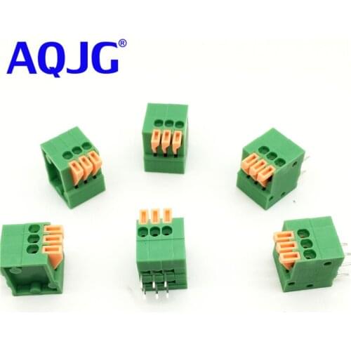50PCS/Lot 141R-2.54-2P 2Pin 3Pin 4Pin 6Pin 8Pin PCB Spring Terminal Block ROHS connector Pitch 2.54mm