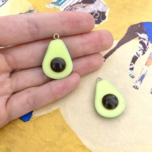 20*26mm Resin Simulation Green Avocado Fruit Pendant DIY Accessories Charms Handmade Necklace Keychains Earrings 50PCS