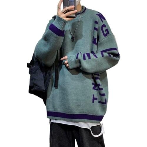 Tide brand sweater mens winter Korean version loose lazy wind wool coat ins trend Hong Kong wind student knitwear