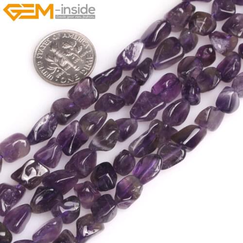 Gem-inside 9x7mm 10x11mm 8x10mm Natural Freeform Nugget Amethysts Gem stone Beads For Jewelry Making Strand 15"DIY gift