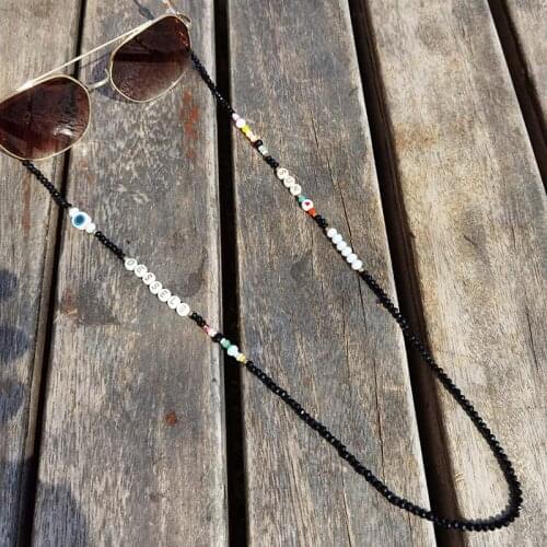 2021 Black Chain For Mask Lanyard Straps Necklace Letter Necklaces Colorful Bead Women Jewelry Disc Chains Holder