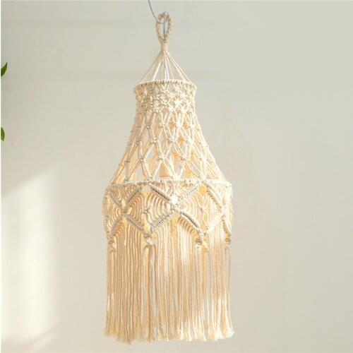Macrame Tassel Lamp Shade Woven Boho Chandeliers Lampshade Cover Hotel Decor