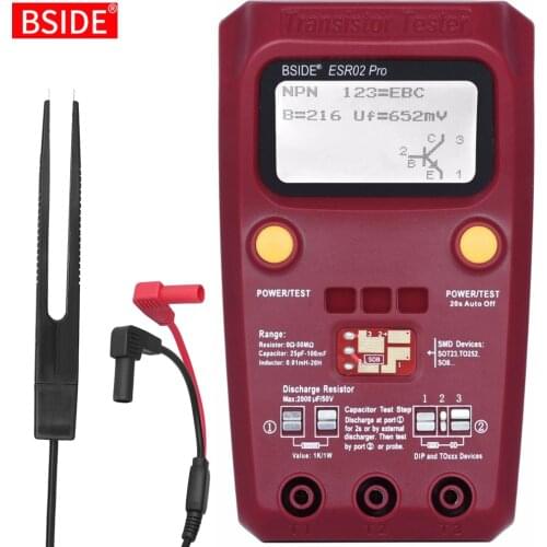 BSIDE ESR02PRO Digital Transistor Tester Multimeter SMD Components Diode Triode Capacitance Inductance Resistance Lcr Meter