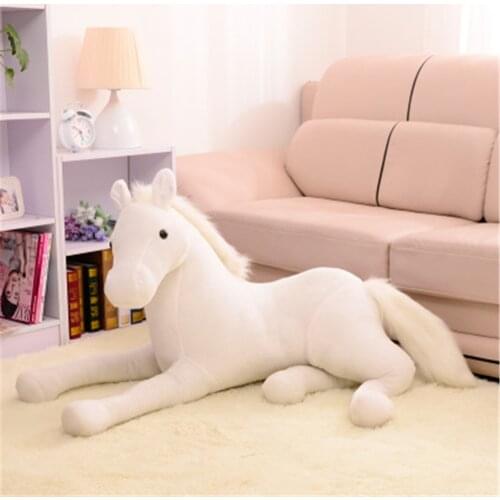 Fancytrader Simulation Animal Horse Plush Toy Stuffed Soft Prone Horse Doll 130x60cm 4 Colors Birthday Christmas Gifts