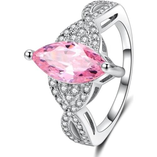 Hainon Fashion Oval Cz Crystal Jewelry For Women 2018 New Style Hot Sale Rings Elegant Silver Plated Ring Set For Party