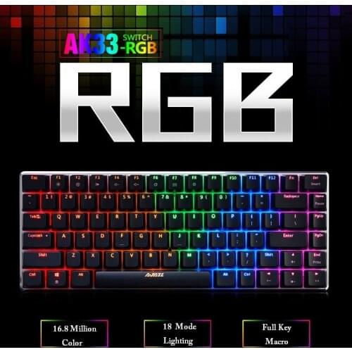 Ajazz AK33 Mechanical Gaming Keyboard Wired Russian/English Layout RGB 18 Mode Backlight 82-key Conflict-Free