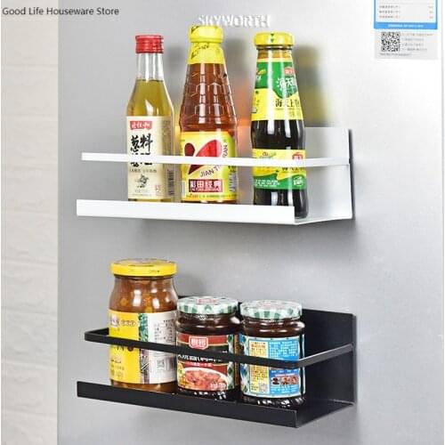 Kitchen Magnetic Refrigerator Side Hanger Hanging Spice Storage Rack Japanese-Style Non-Perforated Shelf