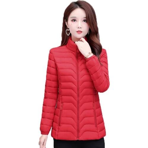 Autumn Winter Woman Jacket Fashion Korean Down Cotton Jacket Women Ultra Light Slim Parkas Jacket Female Casual Outerwear R470