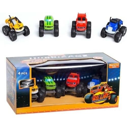 4pcs Monstere Machines Car Toys Russian Miracle Crusher Truck Vehicles Figure Blazed Toys For Children Birthday Gifts