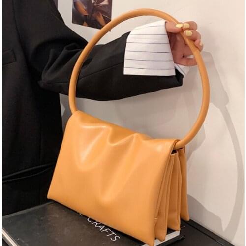 Multi-layer Soft Leather Shoulder Bags 2021 Ladies Simple Shoulder Bags with Round Handle Luxury Brand Party Purses