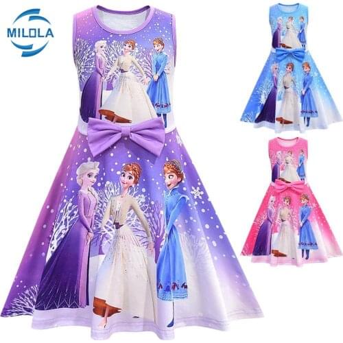 Fashion 2020 Girls Dresses For Anna Elsa Princess Kids Dress Children Snow Queen Girl Birthday Party Vestidos Baby Dress