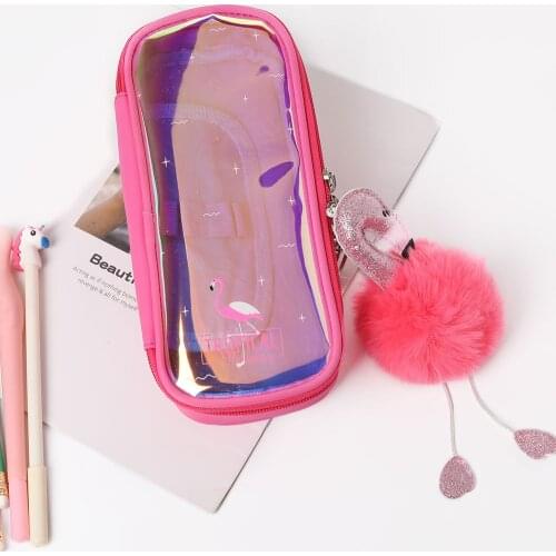 Fashion Flame Bird Pen Pouch Personality Hair Ball Zipper Stationery Bag Beautiful Magic Cartoon Pencil Case