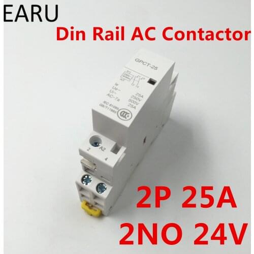 GPCT1 2P 16A 25A 24V 50/60HZ Din Rail Household Modular Ac Contactor Module 2NO for Home Hotel Resturant