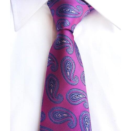 Wholesale 8cm Men Woven Tie Rose Red with Purple Unique Paisley Pattern Neckties