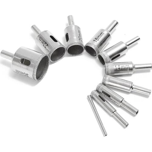 XNEMON 10Pcs 4 8 10 12 14 15 18 20 22 30mm Diamond Hole Saw Drill Bit Saw Set Tile Ceramic Cutting Glass Marble Set