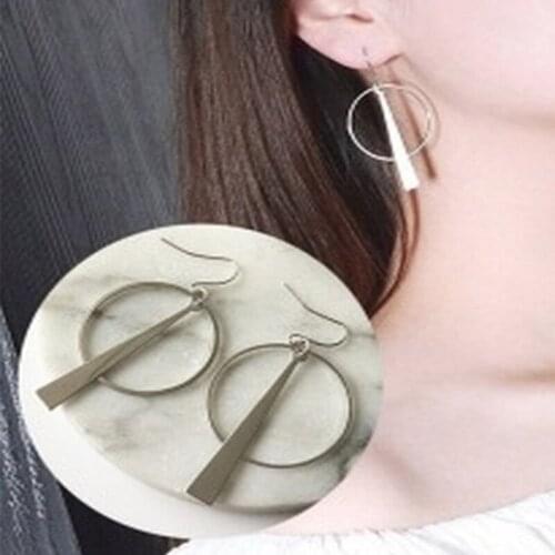 New 2020 Female Earrings for Women Jewelry Pendant Drop Earrings Alloy Big Round Sequins Geometric Trendy Metal Engagement HJUEY