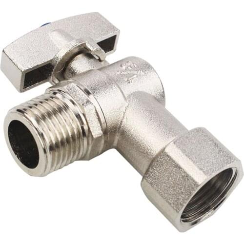 Full Copper Thickening 4 Points Female Thread Angle Valve Large Flow Rate 1/2 Thread Triangle Valve Right Angle Ball Valve